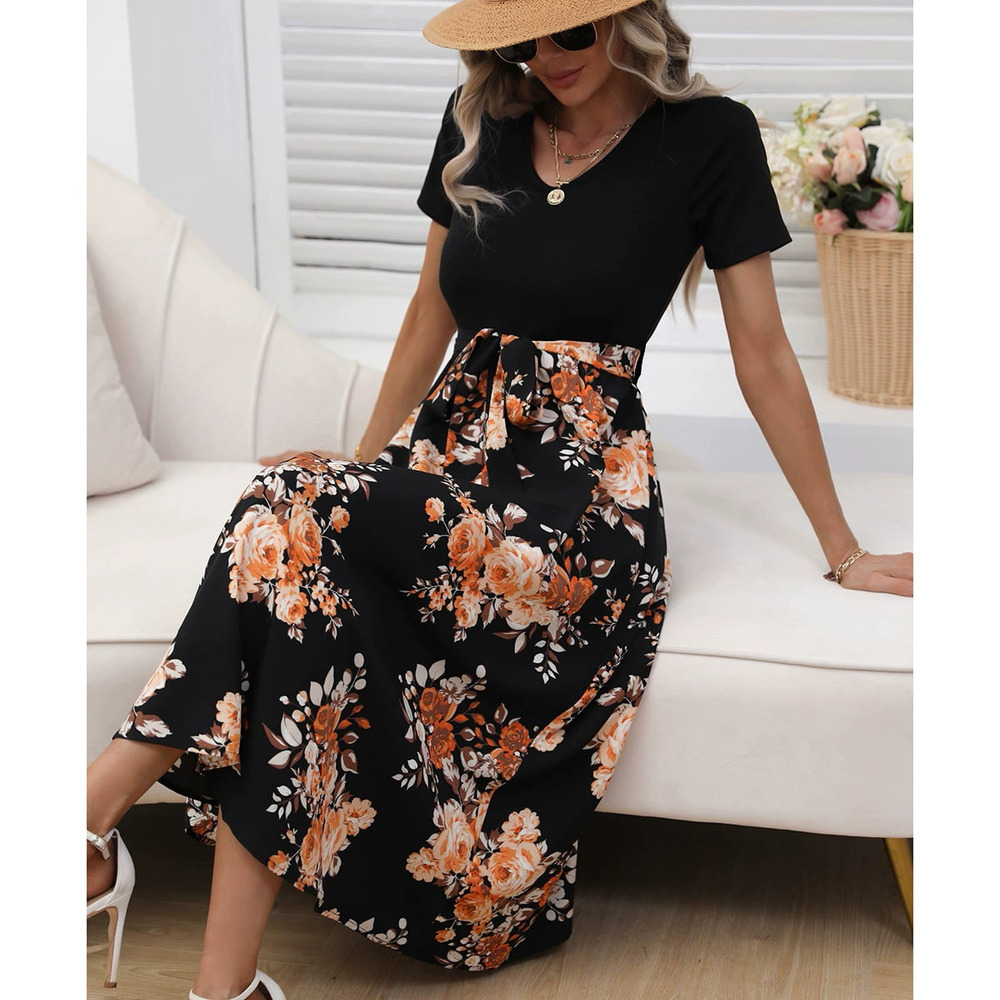 ZARA Summer Printed Collar Sexy Midi Dress